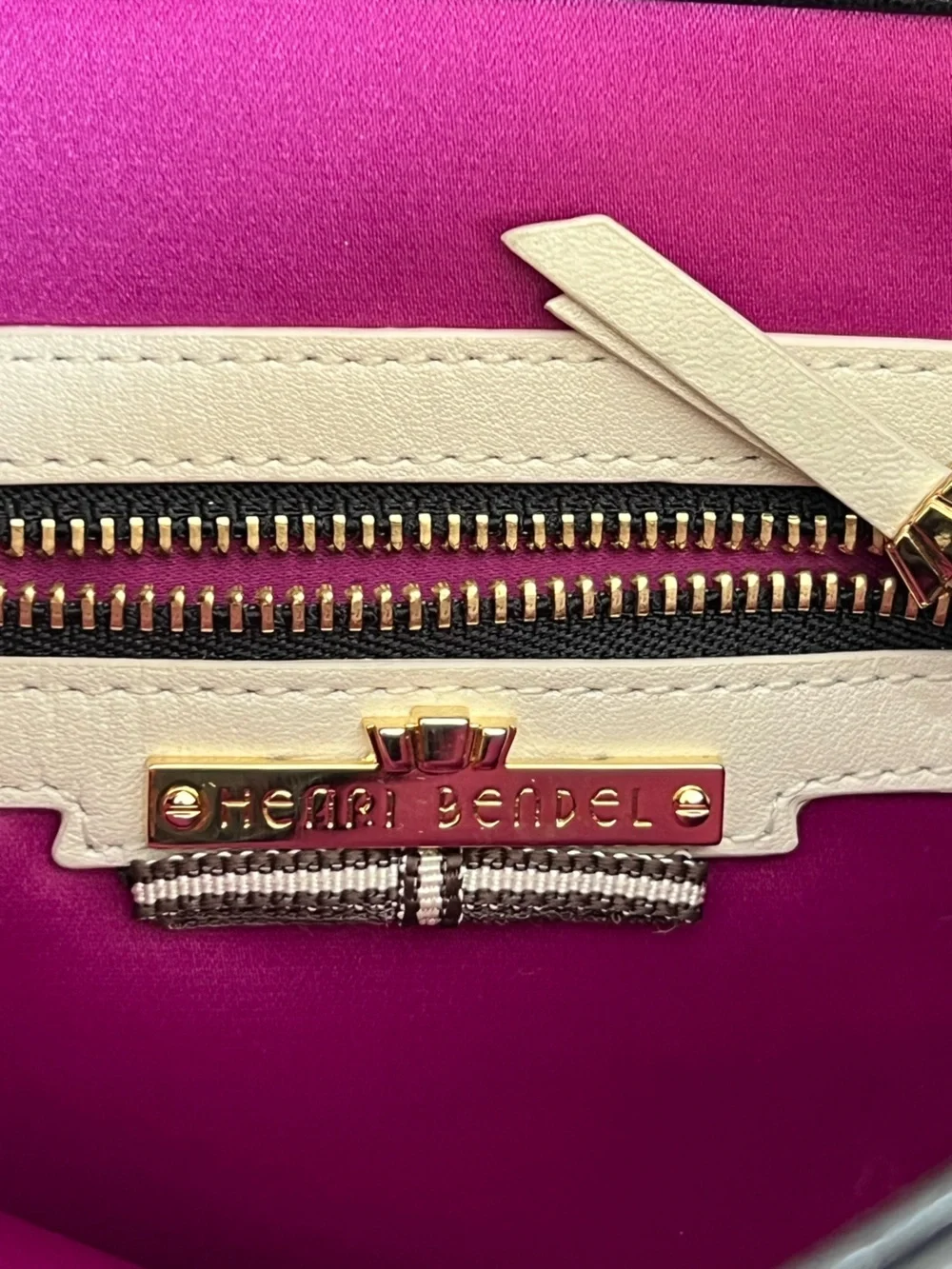 Henri Bendel Black Leather Envelope Shoulder Bag Clutch Gold Chain
